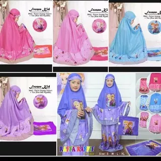 Mukena Anak Perempuan Motif Frozen Kids tas spon 4 Size S,M,L,Xl 4 Warna Untuk 2 - 10 Tahun