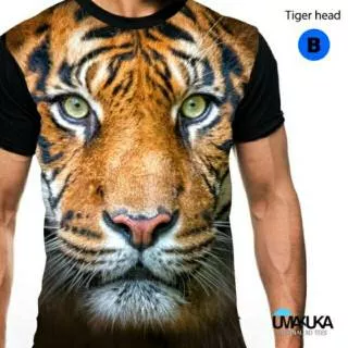 Kaos distro murah best seller Tiger Head keren gaul ootd kekinian gaul macan Umakuka 3d fullprint PO