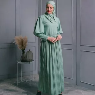 Isla Royal Dress Green - Pakaian Wanita - Gaun Gamis - Baby Terry Cotton