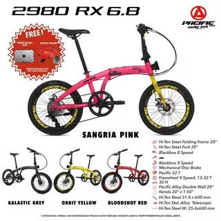 FOLDING BIKE/SEPEDA 20 LIPAT 2980 RX 6.8 (20 INCH) 1x8 SPEED PACIFIC