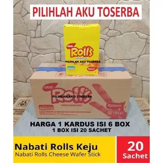 Nabati Rolls Cheese / Keju Wafer Stick @ 8 gr (HARGA 1 DUS ISI 6 BOX)