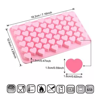 CETAKAN SILIKON HATI 55 LBG - HEART LOVE SILICONE MOLD - CETAKAN COKLAT PRALINE JELLY PUDDING HATI