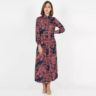 Novel Mice - Dress Wanita | Gamis Katun Print Navy n Red Palm