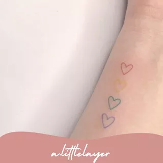 Rainbow Coloured Tattoo [ LOWER QUALITY PAPER ] Temporary tattoo Sticker tattoo tato lucu tato warna warni tato korea |  a.littlelayer