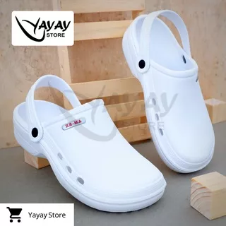 Sandal Sepatu Model CROCS Putih SANDAL MEDIS / BIDAN / DOKTER / OPERASI / ICU Sandal KODOK HE-MA Putih Sandal Baim Sendal PERAWAT Putih Sandal Slop Sandal Rumah Pria Wanita 36 s/d 44