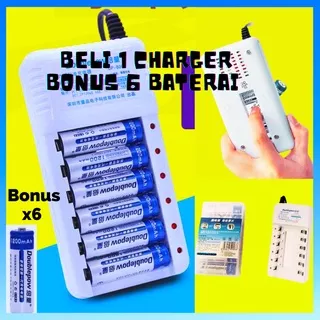 Casan Charger Baterai AA Batre AAA 6 slot Plus 6pcs Batere Isi Ulang Rechargeable Battery 12V Volt