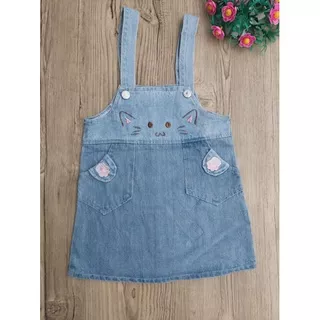 ( 2-6th)  OVERALL SOFT JEANS IMPORT / OVERALL ROK ANAK PEREMPUAN PREMIUM / OVERALL ROK ANAK