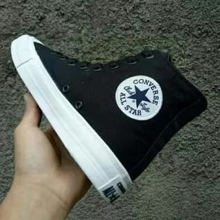 Sepatu Sneaker/ Tali/ Converse All Star Hi High Chuck Taylor Polos Grade Original - Hitam Putih