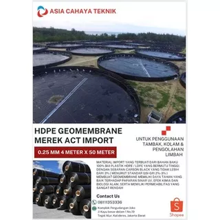 Geomembrane HDPE IMPORT Merk ACT 0.25mm 4meter x 50meter
