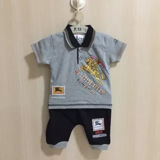 Setelan kaos Baju anak / Bayi Laki-Laki Cowok usia 3 4 5 6 7 8 9 10 11 12 13 14 bulan setahun 1 tahun oblong dan celana joger t-shirt t shirt BURBERRY set