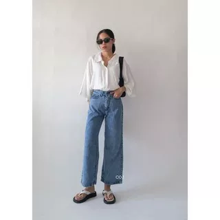 ODJ - Rachel Denim Culottes Celana Kulot Panjang Wanita Boyfriend Jeans Polos Plain High Waist