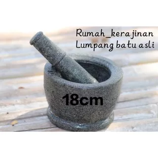 LUMPANG BATU LESUNG BATU ASLI 18CM FREE ALU