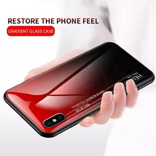 untuk iPhone x XS Max XR 8 7 6 6S Plus 5 5S SE Hard Case Cover Tempered Glass Glossy
