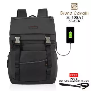 Tas ransel bruno cavalli H-605 free kabel usb dan pena bruno