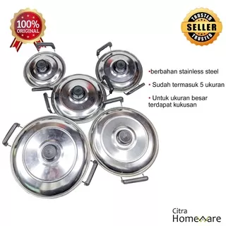 Panci 5 SET Panci Murah Panci Stainless Steel Panci Set 5 in 1 Stainless Stell Full Tutup