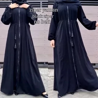 Abaya Hitam Turkey Gamis Dress Arab Saudi Bordir Turki India Dubai Ziper Yaman