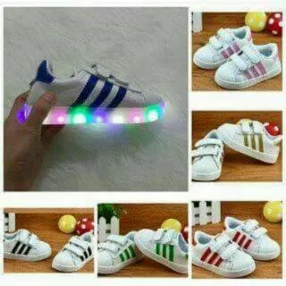 sepatu led adidas strip rotari / sepatu led anak import / sepatu led murah