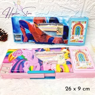 Pensil Case Set Besar My Litte Pony, Princess, Cars, Spiderman / Tempat Pensil Set Besar My Little Pony / Kotak Pensil Anak isi 1 set