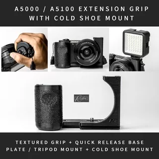 Extension Grip + Cold Shoe Mount Sony A5000 A5100 Case Half Rig Cage Base Plate Tripod Custom Case Base Plate Quick Release Tripod RINGKAS CONCEPT