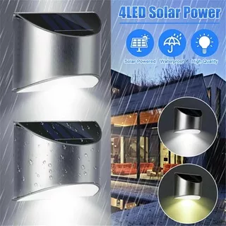 LED Solar Light Wall Lamp Staircase Light/  Stainless Steel Material Light Control Always Bright Garden Decoration Night Lamps / Outdoor Garden Decorative Fence IP65 Waterproof LED Light /  Decoration Lamp for Garden Staircase Balcony Fence Step Lighting