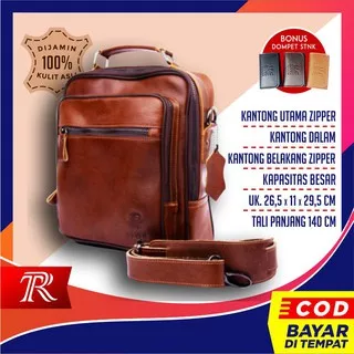 Tas Selempang Kulit Mewah Pria Ekslusif Kulit Asli Premium Reven Bonature Sling Bag