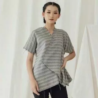 GOLDIE Top Normal | Blouse salur motif salur Bahan Rami | Korean style | Yt collection|Yanti98