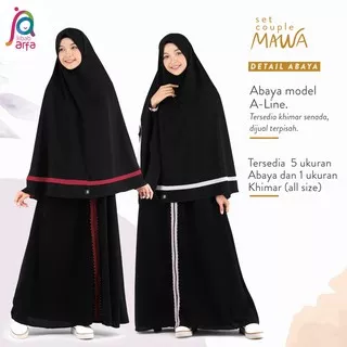 Gamis Abaya Syari Mawa Jilbab Arfa ORI Hitam Aksen Zipper