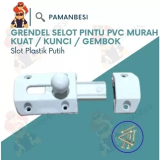 Grendel selot pintu PVC murah kuat / kunci / gembok / slot plastik - Putih