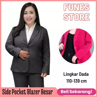 Blazer Kerja Wanita Kantor Side Pocket Jaz Kerja Wanita Ukuran Besar Plus size Oversize Jas Kerja Bahan Wedges Blazer Wanita Kancing Outer Blazer Basic Scuba Jas Kantor Wanita V1H2 Jas Kantor Formal Kerah