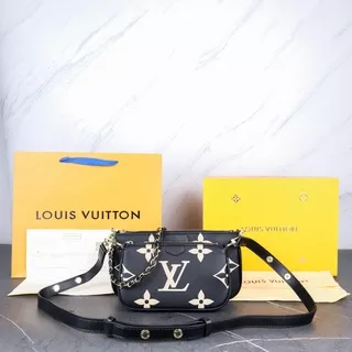 Tas slingbag LV Louis Vuitton multi pouchette monogram empriente bicolor black mirror quality 1:1 grade ori original quality replika replica best replica kw 1 kw premium