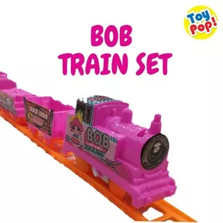 Mainan kereta api train set karakter BOB dengan rangkaian rel 138 cm