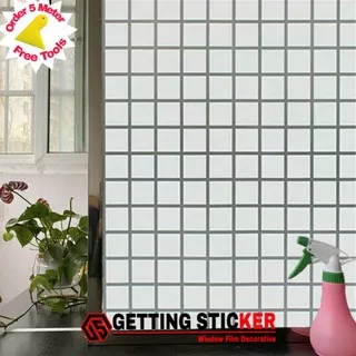 Sticker/stiker kaca/kaca film/motif kotak putih susu 3cm
