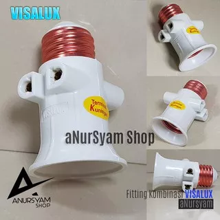 Fitting Kombinasi VISALUX V272 Fitting Gantung Lampu 2 Colokan Cabang