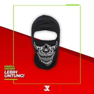 MASKER BAFF NINJA BALACLAVA MASKER MOTOR FULL FACE TENGKORAK HITAM GROSIR MURH (RP6.541/PSG)