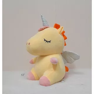 Boneka Soft Sitting Unicorn Sayap 35cm/12/boneka unicorn/boneka karakter lucu/kado boneka lucu