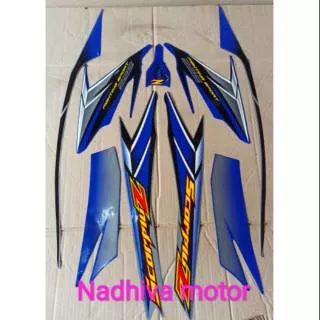 Stiker striping lis body yamaha scorpio z 2005 2006 silver biru