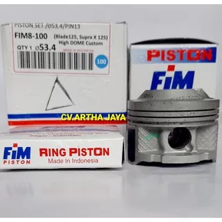 PISTON KIT FIM FIM8 HIGH CUSTOM DOME JENONG HONDA KARISMA / SUPRA X 125 / BLADE 125 / SUPRA X 125 FI / SUPRA X 125 HELM IN ( 52,4 / 52,9 / 53,4 / 53,9 ) ( STD / 050 / 100 / 150 ) ( PEN 13 / PIN 13 )