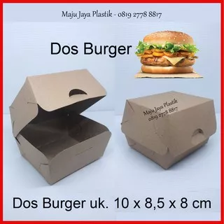 Dos Burger laminasi isi 50pcs/ dus burger kraft/ dos coklat laminasi/ dos burger/ box burger/ lunch box xs/ box snack 10x8x8