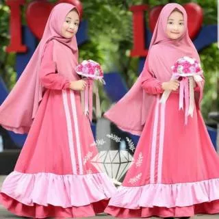 baju syari anak perempuan / fashion muslim rona kid usia 8 9 10 thn / lebaran kids edition 2021