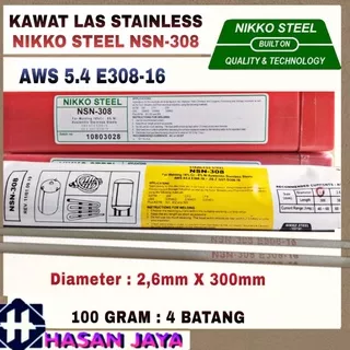 Kawat las Nikko Steel NSN-308 2,6mm - 3,2mm per100gram