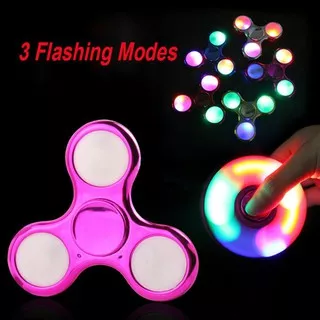 SALE TERMURAH FIDGET HAND FINGER SPINNER TOY METALIC LED RAINBOW 9 LED