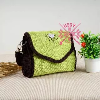 Ussy by Nuzula Tas Rajut Selempang - Sweet Kiwi / Sling Bag Cantik Unik Handmade