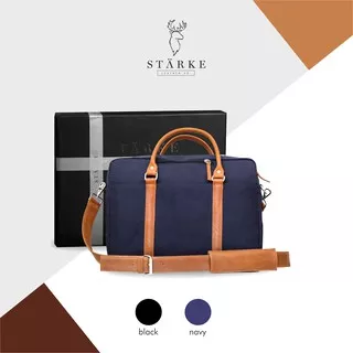 Messenger Bag Tas Kerja Tas Selempang Wanita Tempat Laptop Mudah Dibawa Waterproof Kulit Asli Premium STARKE Dapper Muntjac 15'' Navy