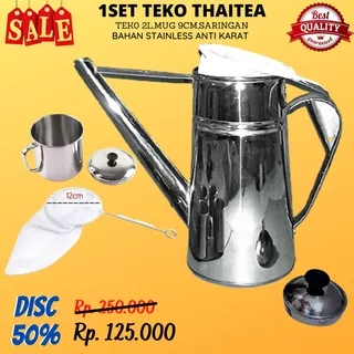 1 SET TEKO THAI TEA + MUG + SARINGAN TEH TARIK DUM DUM TEBAL MURAH