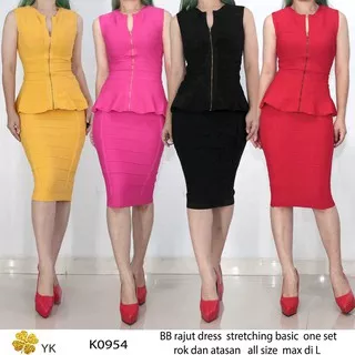 YKdress 0954 BBdress BBrajut rajut dress baju import wanita bodycon oneset kuning pink hitam merah