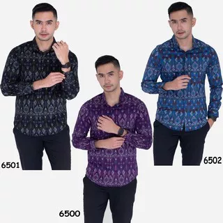 Kemeja Batik Premium Pria Lengan Panjang Hitam Slimfit Long Batik Songket Black Murah Distro