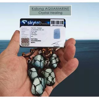Kalung Liontin Aquamarine Crystal Healing Stone Premium (LBP16)