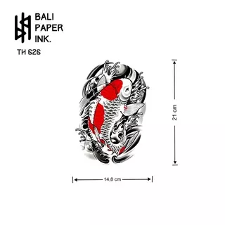 Bali Paper Ink Halfarm Temporary Tattoo - Tato Medium - Desain Koi Warna - HB029 / HB086 / HB253 / HB508 / TH625 / TH626 / TH629