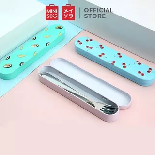 MINISO Set Alat Makan Sendok Garpu Pisau 3 Pcs Traveling Travel Peralatan Makan Seri Buah Tableware