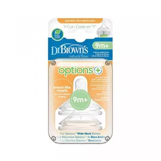 Dr. Browns Wide Neck Nipple 9m+ Y Cut Isi 2 - Dot BAyi dr browns - Empeng Anak - Dot Anak Wideneck